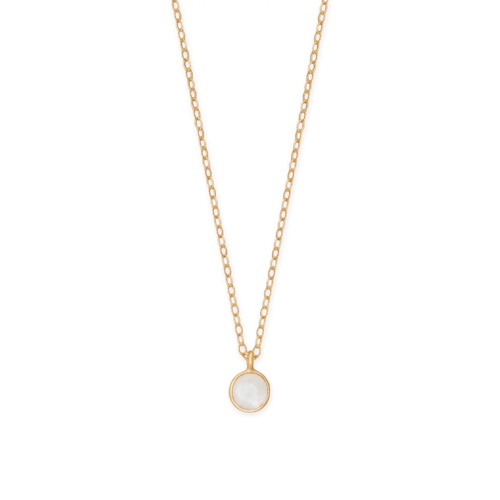 Dainty Rainbow Moonstone Pendant Necklace 14k Gold Filled